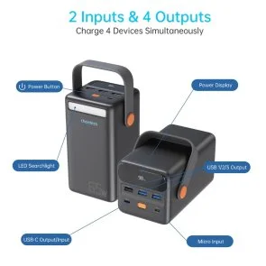 Фото: Батарея універсальна Choetech B664 50000mAh 65W Black № 4 | KTC
