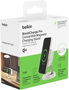 Бездротова зарядна станція Belkin BoostCharge Pro Magnetic Qi2 15W White (WIA008VFWH)