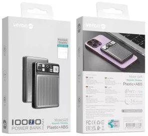 Фото: Батарея універсальна Veron Q25 magnetic fast 10000mAh 22.5W Black № 5 | KTC