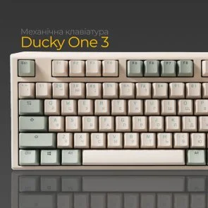 Фото: Клавіатура Ducky One 3 TKL Cherry MX Red ENG/UKR Matcha Cream (DKON2187-RUAPXМAEGGC1) № 4 | KTC
