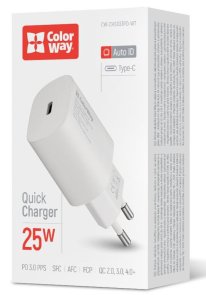 Зарядний пристрій ColorWay Power Delivery Port PPS Type-C 25W White (CW-CHS033PD-WT)
