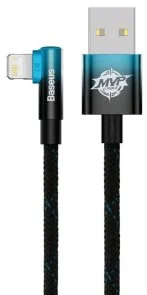 Фото: Кабель Baseus MVP 2 Elbow-shaped 2.4A AM / Lightning 2m Black/Blue (CAVP000121) № 2 | KTC