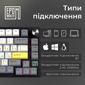  Клавіатура Epomaker TH80 SE Budgerigar V2 Switch Hot-Swap RGB WL/BT/USB Black (TH80-SE-B-BV2)