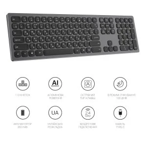 Фото: Клавіатура OfficePro SK1550 Wireless Black (SK1550B) № 7 | KTC