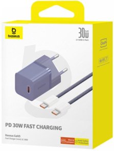 Зарядний пристрій Baseus GaN5FC mini 1C 30W Purple with Type-C/Type-C (P10110902523-00)