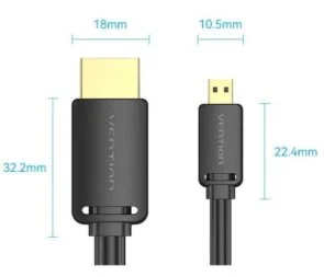 Фото: Кабель Vention v2.0 4K 60Hz HDMI / MicroHDMI 1m Black (AGIBF) № 2 | KTC