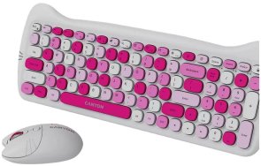 Комплект клавіатура+миша Canyon HSET-W6 Kitty Edition Wireless Pink (CNS-HSETW6PK)