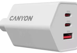 Фото: Зарядний пристрій Canyon Hexagon 65 QC PD GaN 65W White (CND-CHAHEX65W) № 5 | KTC