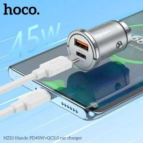 Фото: Автомобільний зарядний пристрій Hoco NZ10 Handy QC3.0 PD 45W Silver (6942007601825) № 8 | KTC