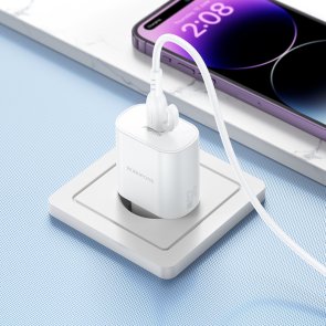 Зарядний пристрій BOROFONE BA82A Platinum 25W White with Type-C/Type-C (6941991112270)