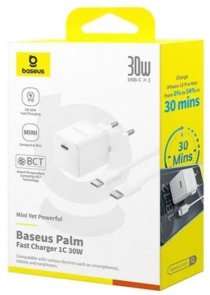 Зарядний пристрій Baseus Palm 30W White with Type-C/Type-C (P10111605213-01)