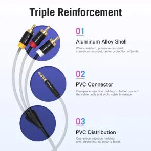 Фото: Кабель Vention Jack 3.5mm / 3xRCA 1.5m Black (VAB-R07-B150) № 2 | KTC