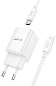 Зарядний пристрій Hoco C148A Charm 30W White with Type-C / Lightning (6942007630313)