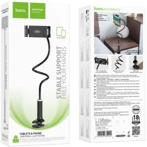 Фото: Універсальний тримач Hoco HD10 Bamboo Lazy Stand Black (6942007639224) № 4 | KTC