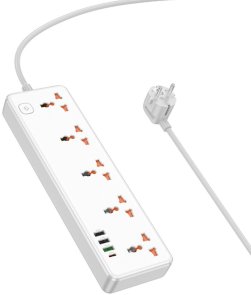 Мережевий фільтр Hoco AC14A Rico 4xUSB 5/1.5m White (6942007607186)