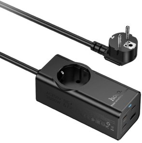 Мережевий фільтр Hoco NS9 Wisdom 4xUSB 1/2m Black (6942007638494)