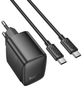 Зарядний пристрій Hoco CS61A Bright QC3.0 PD 30W Black with Type-C/Type-C (6942007638449)