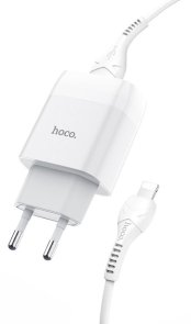 Зарядний пристрій Hoco C73A Glorious 2.4A White with AM/Lightning (6931474713056)