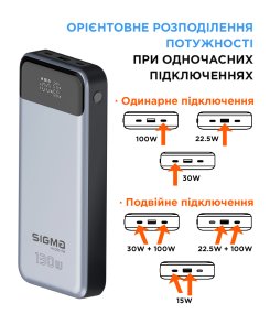 Батарея універсальна SIGMA Mobile X-Power SI30A7QLX 30000mAh 130W Silver