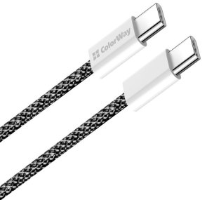 Кабель ColorWay PD 3A 60W Type-C / Type-C 2m Black (CW-CBPDCC068-BK)