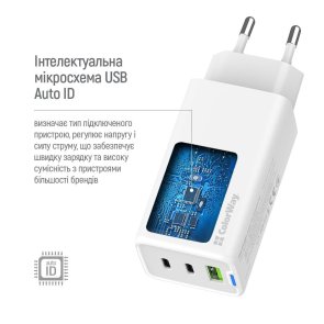Зарядний пристрій ColorWay GaN Mini 65W White (CW-CHS058PD-WT)