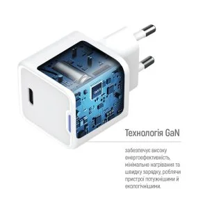 Фото: Зарядний пристрій ColorWay GaN Mini PD 35W White with Type-C / Type-C (CW-CHS056PDC-WT) № 10 | KTC