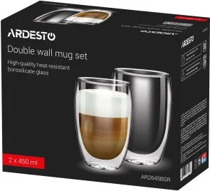 Фото: Набір чашок Ardesto 450ml 2pcs Clear (AR2645BGR) № 2 | KTC
