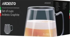 Фото: Набір чашок Ardesto 300ml 2pcs Graphite (AR2630GR) № 2 | KTC