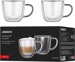 Фото: Набір чашок Ardesto 450ml 2pcs Clear (AR2645BWN) № 5 | KTC