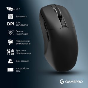 Миша GamePro Asgard Thor WL/BT/USB Black (GM023B)