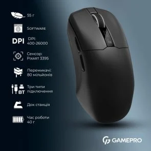 Миша GamePro Asgard Thor WL/BT/USB Black (GM023B)