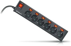 Мережевий фільтр Real-EL RS-6 Extra 6/5m Black (EL122300003)