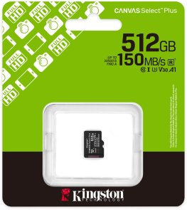 FLASH пам'ять Kingston Canvas Select Plus Gen3 UHS-I U3 V30 A1 Micro SDXC 512GB (SDCS3/512GBSP)
