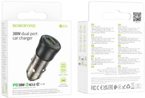 Автомобільний зарядний пристрій Hoco BZ25 Journey 38W Transparent Black (6941991106965)