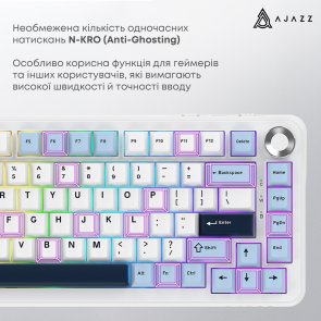 Клавіатура Ajazz AK820 Max Plus Daydream Switch RGB WL/BT/USB White (AK820MAX-DD-BWD)