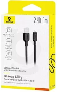 Фото: Кабель Baseus Silky Series 2.4A AM / Lightning 1m Black (P10377702113-00) № 5 | KTC