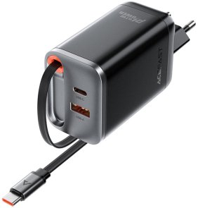 Зарядний пристрій Acefast A111 67W Black with Retractable Cable (6974316284062)