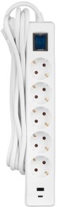 Мережевий фільтр 2E SP515M3USBWH 5/3m 2xUSB White (2E-SP515M3USBWH)