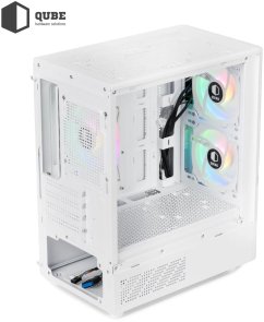 Корпус QUBE Geon ARGB White with window (GEON_GWNU3)