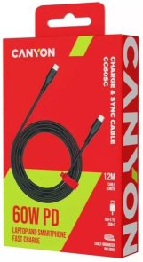 Кабель Canyon CC60SC 60W Type-C / Type-C 1.2m Black (CNS-CC60SC12B)