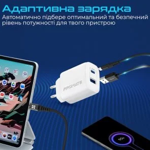 Фото: Зарядний пристрій Promate BiPlug-2 White (biplug-2.white) № 4 | KTC
