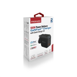 Зарядний пристрій Promate GaNPort4-100PD Black (ganport4-100pd.black)
