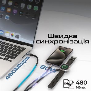 Кабель Promate iCharge-Trio Black (icharge-trio.black)