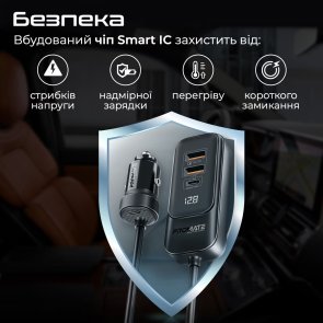 Автомобільний зарядний пристрій Promate Gearhub 120W Black (6959144063997)