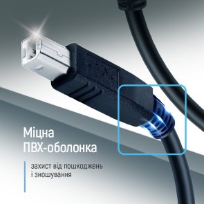 Кабель USB 2.0 (AM/BM) 2м, ColorWay, Black