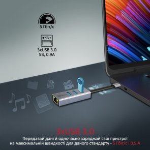 USB-хаб Promate GigaHub-C Grey (6959144054902)