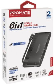 USB-хаб Promate Mediahub-c6 Black (6959144060774)