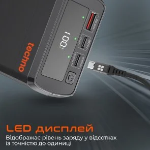 Фото: Батарея універсальна Techno PDC130 38000mAh Black (6959144011523) № 5 | KTC