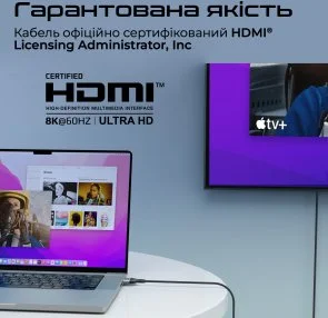 Фото: Кабель Promate PrimeLink8K-500 HDMI / HDMI v.2.1 5m Grey (6959144062495) № 5 | KTC