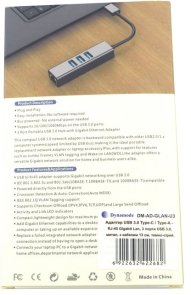 Хаб USB 3.0/Type-C Dynamode DM-AD-GLAN-U3